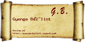 Gyenge Bálint névjegykártya